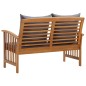 vidaXL Banco de jardín con cojines 119 cm madera maciza de acacia