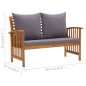 vidaXL Banco de jardín con cojines 119 cm madera maciza de acacia
