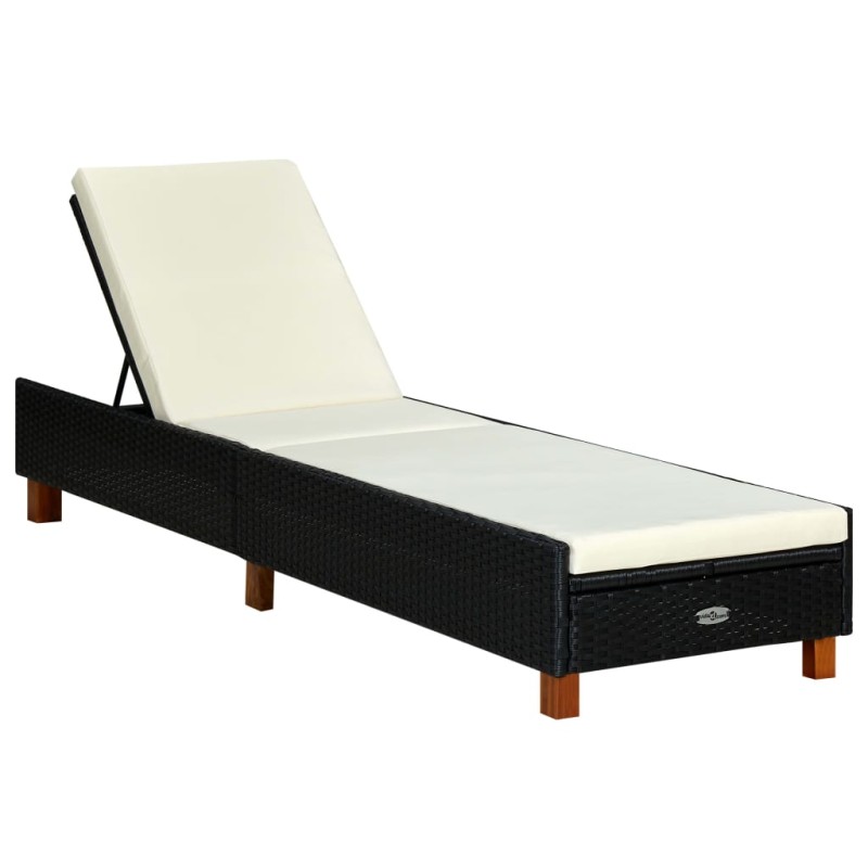 vidaXL Tumbona con cojín de ratán sintético negro vidaXL Tumbona con cojín de ratán sintético negro