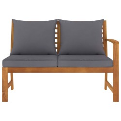 vidaXL Banco de jardín madera de acacia y cojines gris oscuro 114,5 cm