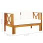 vidaXL Banco de jardín 2 plazas con cojines madera maciza acacia 122cm vidaXL Banco de jardín 2 plazas con cojines madera maciza acacia 122cm