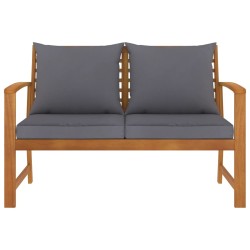 vidaXL Banco de jardín 120 cm cojines gris oscuro madera acacia maciza