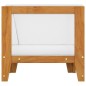 vidaXL Sofá de esquina seccional y cojines blanco crema madera acacia