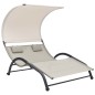 vidaXL Tumbona doble con toldo textilene crema