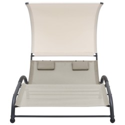 vidaXL Tumbona doble con toldo textilene crema