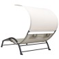 vidaXL Tumbona doble con toldo textilene crema