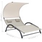 vidaXL Tumbona doble con toldo textilene crema