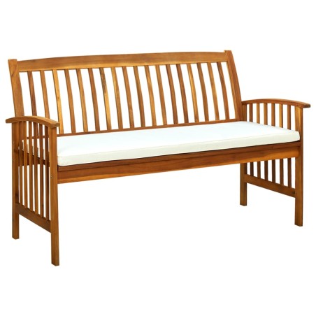 vidaXL Banco de jardín con cojín madera maciza de acacia 147 cm