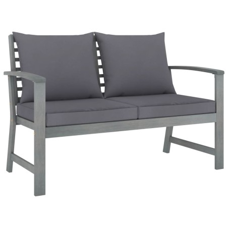 vidaXL Banco de jardín 120 cm cojines gris oscuro madera acacia maciza