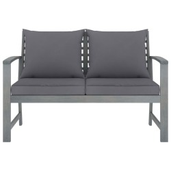 vidaXL Banco de jardín 120 cm cojines gris oscuro madera acacia maciza