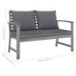 vidaXL Banco de jardín 120 cm cojines gris oscuro madera acacia maciza vidaXL Banco de jardín 120 cm cojines gris oscuro madera acacia maciza