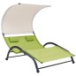 vidaXL Tumbona doble con toldo textilene verde vidaXL Tumbona doble con toldo textilene verde