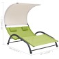 vidaXL Tumbona doble con toldo textilene verde vidaXL Tumbona doble con toldo textilene verde