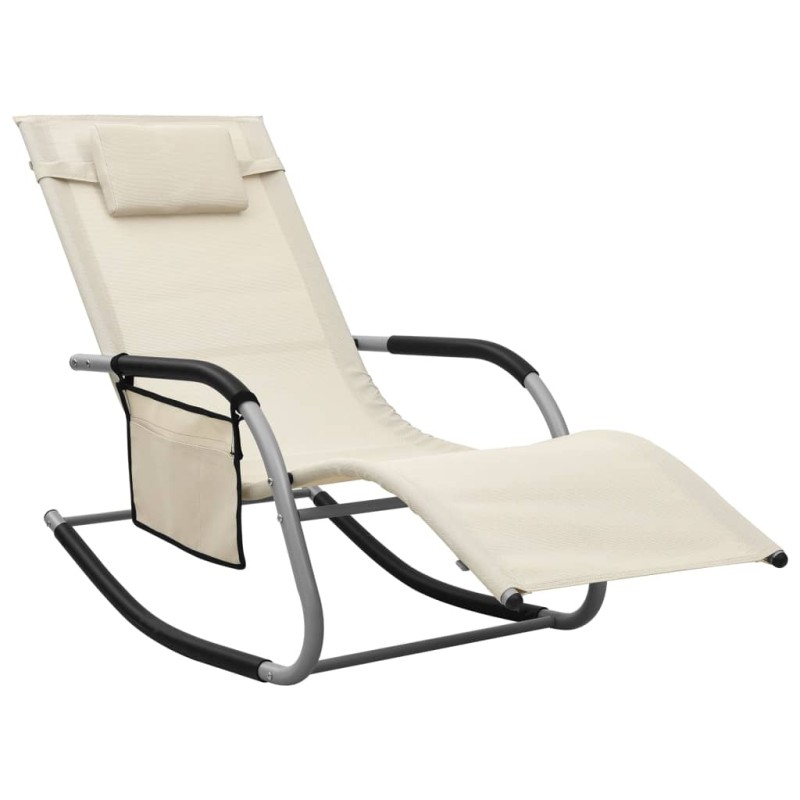 vidaXL Tumbona de textilene crema y gris vidaXL Tumbona de textilene crema y gris