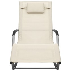 vidaXL Tumbona de textilene crema y gris