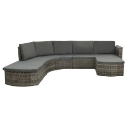 vidaXL Set de muebles de jardín 4 pzas y cojines ratán sintético gris