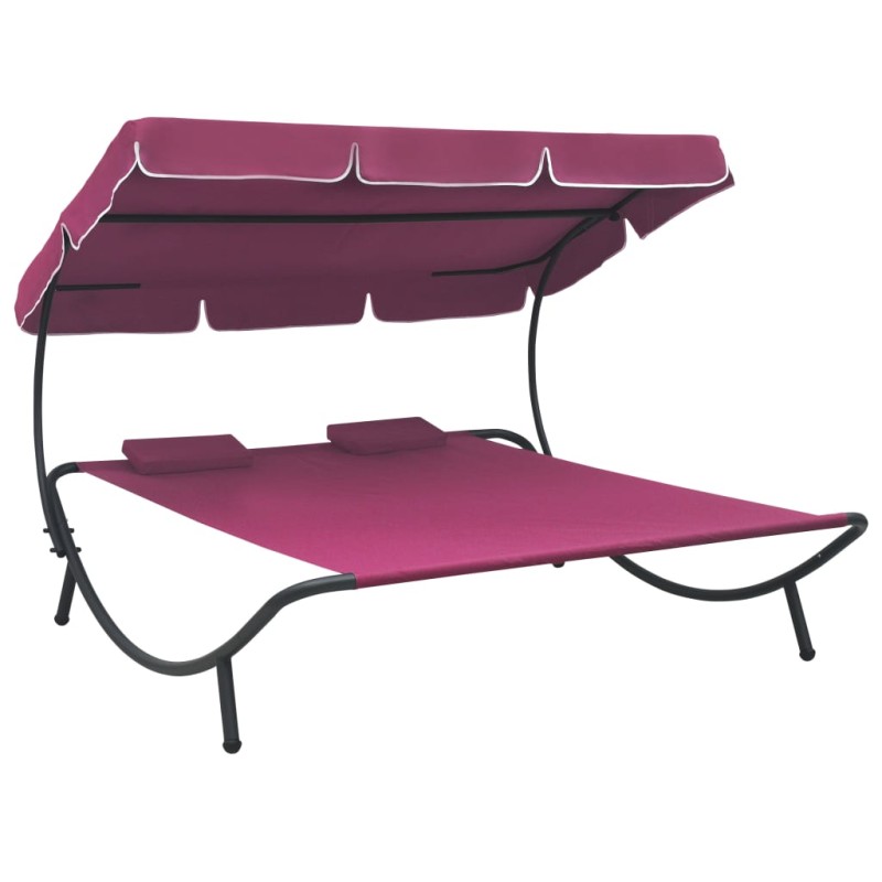 vidaXL Tumbona de jardín con toldo y cojines rosa vidaXL Tumbona de jardín con toldo y cojines rosa