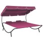 vidaXL Tumbona de jardín con toldo y cojines rosa vidaXL Tumbona de jardín con toldo y cojines rosa