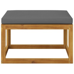 vidaXL Reposapiés con cojín gris oscuro madera maciza de acacia