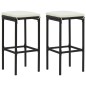 vidaXL Taburetes de cocina con cojines 2 uds ratán sintético negro vidaXL Taburetes de cocina con cojines 2 uds ratán sintético negro