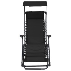 vidaXL Tumbona plegable de textilene negro