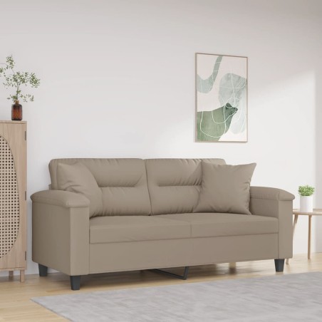 vidaXL Sofá de 2 plazas con cojines tela microfibra gris taupe 140 cm