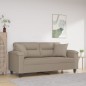 vidaXL Sofá de 2 plazas con cojines tela microfibra gris taupe 140 cm vidaXL Sofá de 2 plazas con cojines tela microfibra gris taupe 140 cm