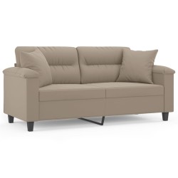 vidaXL Sofá de 2 plazas con cojines tela microfibra gris taupe 140 cm