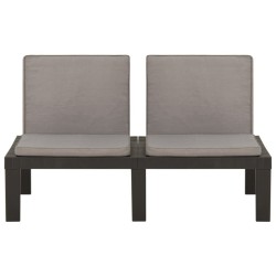 vidaXL Banco de jardín con cojines plástico gris