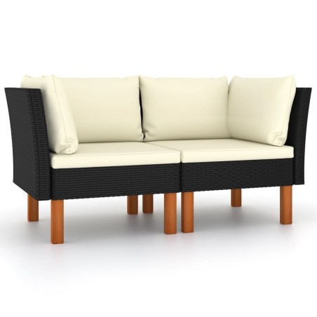 vidaXL Sofás de esquina 2 uds ratán sintético y madera de eucalipto