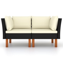 vidaXL Sofás de esquina 2 uds ratán sintético y madera de eucalipto