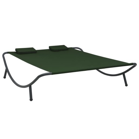 vidaXL Tumbona doble de exterior de tela verde