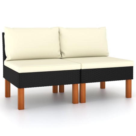 vidaXL Sofás centrales 2 uds ratán sintético y madera de eucalipto