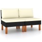 vidaXL Sofás centrales 2 uds ratán sintético y madera de eucalipto vidaXL Sofás centrales 2 uds ratán sintético y madera de eucalipto