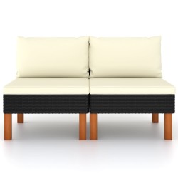 vidaXL Sofás centrales 2 uds ratán sintético y madera de eucalipto