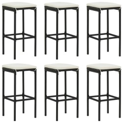 vidaXL Taburetes de cocina con cojines 6 uds ratán sintético negro
