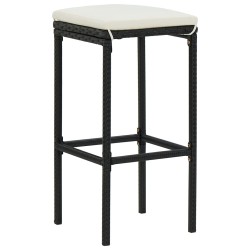 vidaXL Taburetes de cocina con cojines 6 uds ratán sintético negro
