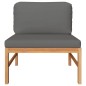 vidaXL Sofá central de madera maciza de teca con cojines gris oscuro vidaXL Sofá central de madera maciza de teca con cojines gris oscuro