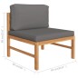 vidaXL Sofá central de madera maciza de teca con cojines gris oscuro vidaXL Sofá central de madera maciza de teca con cojines gris oscuro