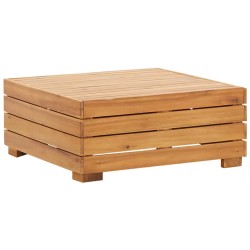 vidaXL Set de mesa y reposapiés de jardín cojín madera maciza acacia