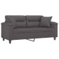 vidaXL Sofá de 2 plazas con cojines cuero sintético gris 140 cm vidaXL Sofá de 2 plazas con cojines cuero sintético gris 140 cm