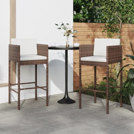 vidaXL Taburetes de cocina con cojines 2 uds ratán sintético marrón