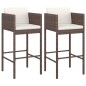 vidaXL Taburetes de cocina con cojines 2 uds ratán sintético marrón vidaXL Taburetes de cocina con cojines 2 uds ratán sintético marrón
