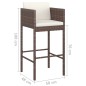 vidaXL Taburetes de cocina con cojines 2 uds ratán sintético marrón vidaXL Taburetes de cocina con cojines 2 uds ratán sintético marrón