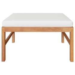 vidaXL Reposapiés con cojín crema madera maciza de teca