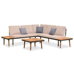 vidaXL Set muebles de jardín 4 piezas y cojines madera maciza acacia