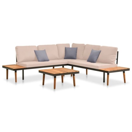 vidaXL Set muebles de jardín 4 piezas y cojines madera maciza acacia