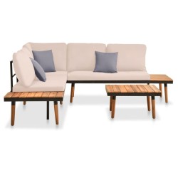 vidaXL Set muebles de jardín 4 piezas y cojines madera maciza acacia