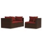 vidaXL Set muebles de jardín 3 piezas y cojines ratán sintético marrón vidaXL Set muebles de jardín 3 piezas y cojines ratán sintético marrón