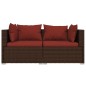 vidaXL Set muebles de jardín 3 piezas y cojines ratán sintético marrón vidaXL Set muebles de jardín 3 piezas y cojines ratán sintético marrón